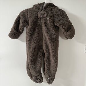 Soft fleece brown teddy bear onesie